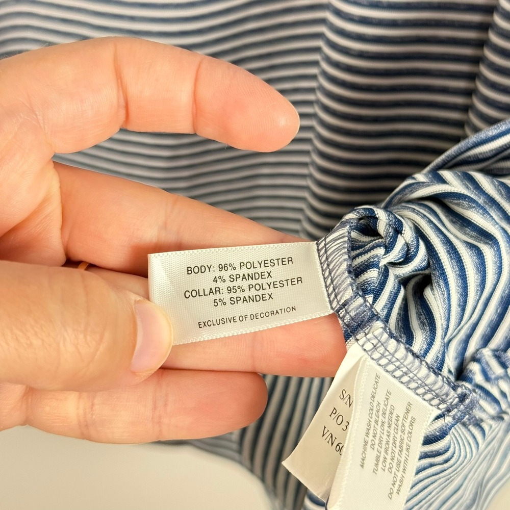 Cutter & Buck Mens Blue White Striped Polo Shirt Small Canadian Malartic - Picture 7 of 12